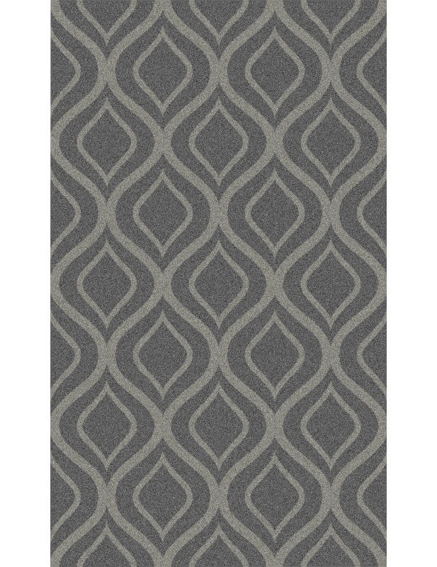 Tapis géométrique en laine tissé à la main gris foncé, Rectangle 8 pi x 11 pi