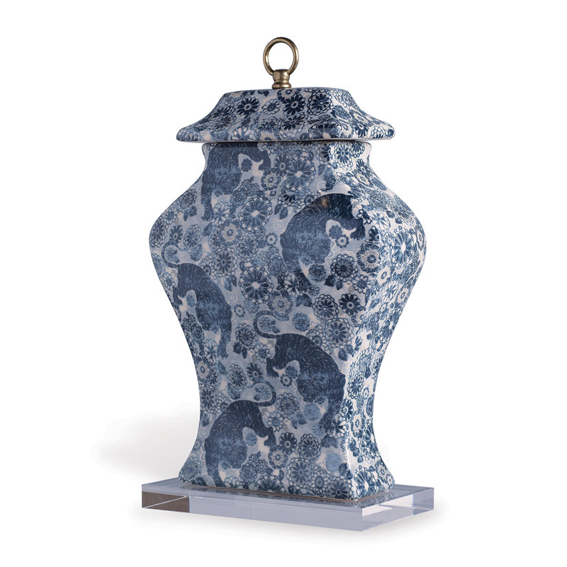 Siberian Tiger Blue 20" Porcelain Jar