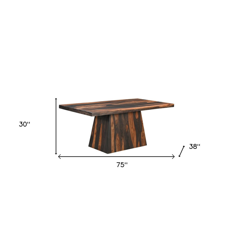 HomeRoots 75" Brown Solid Wood Pedestal Base Dining Table | Wayfair