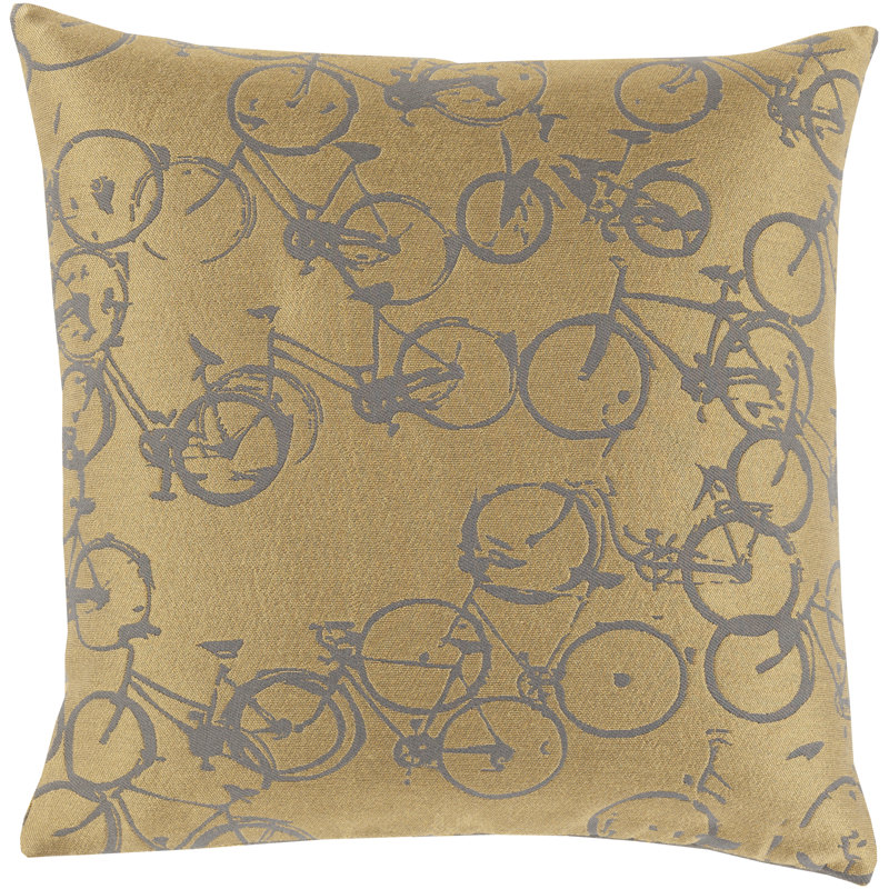  Coussin vélo, Or / gris, Duvet, 18 po x 18 po
