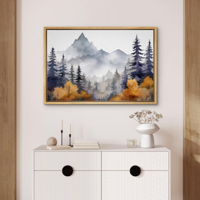 Woodland Forest Landscape " Mist Between Mountain Peaks And Pine Tree Wilderness "