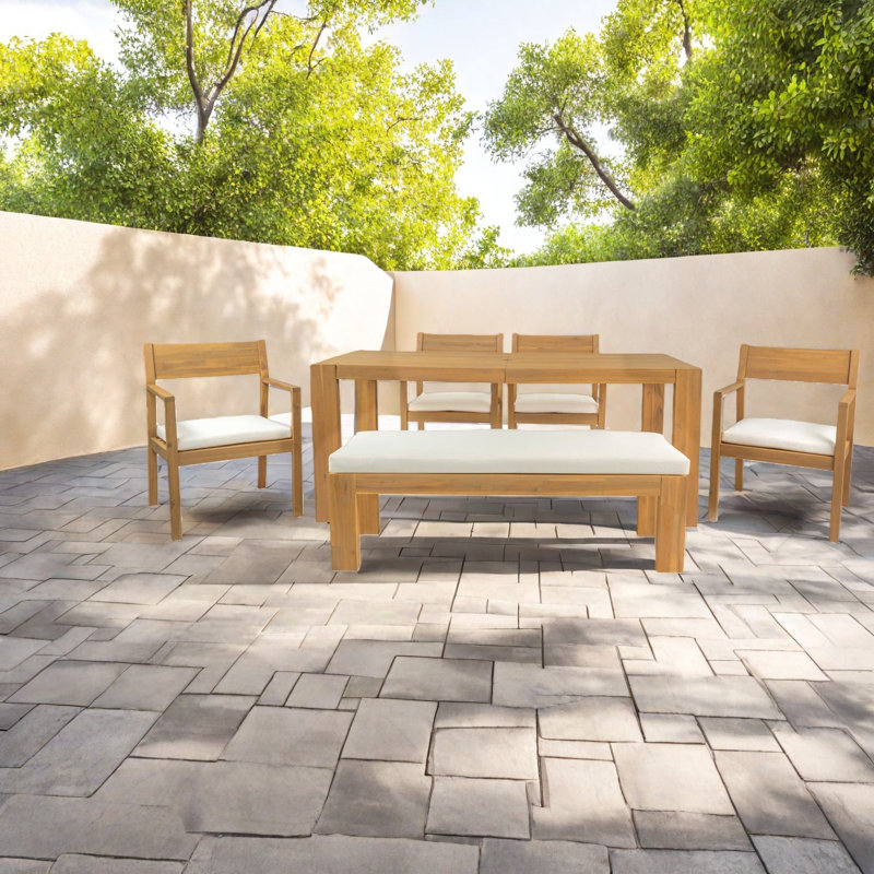 Ensembles de salle à manger rustiques en bois d'acacia, sièges confortables pour la maison et le jardin
