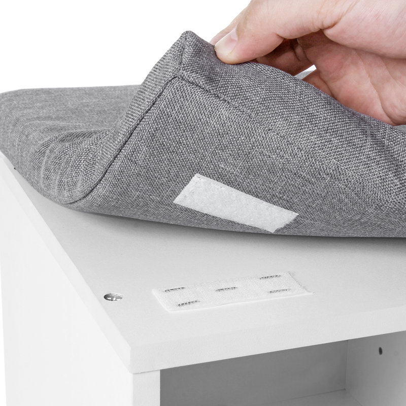 Arney 10 Pair Shoe Storage Bench with Adjustable Shelves, White