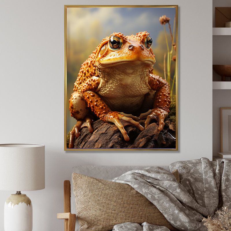 «Classic Frog Portrait I» sur toile, Cadre flottant doré, H 44 po x l 34 po x P 1,5 po