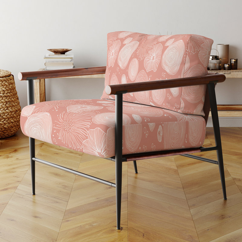 Chaise rembourrée Coastal Coastal, Bras ronds bruns