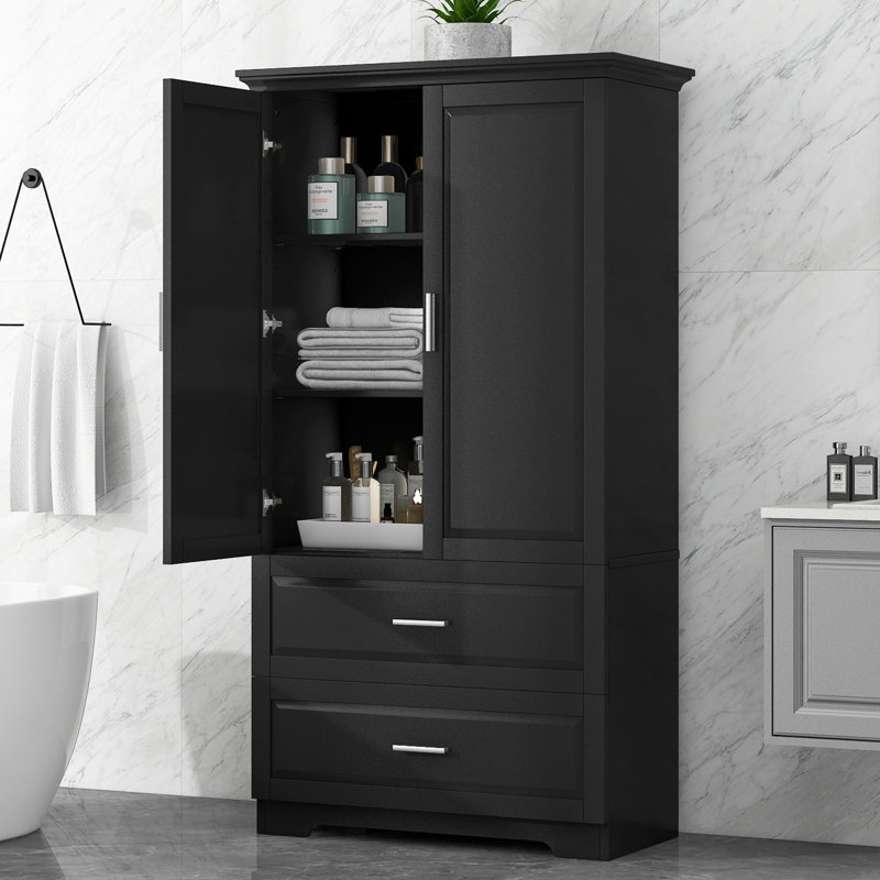 Tall Bathroom Storage Cabinet, Black