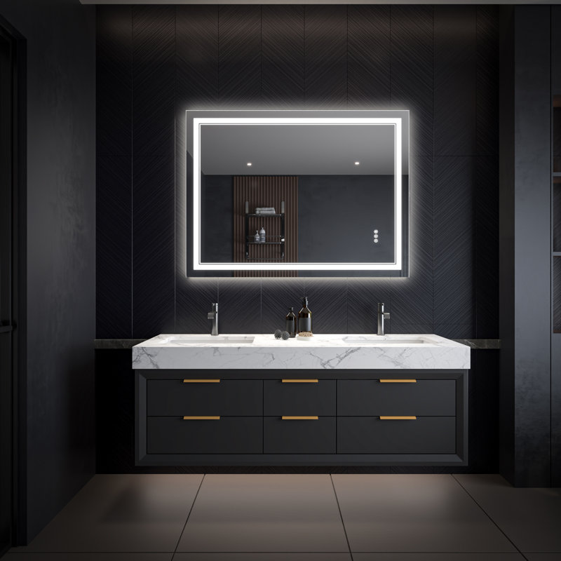 Miroir de salle de bain 36 * 48 po à DEL avec antibuée, lumière à intensité variable et mémoire, 36 po x 48 po