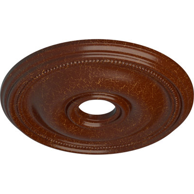 Endurathane Bradford Ceiling Medallion, 18 1/8"OD x 3 3/4"ID x 1 1/8"P (Fits Canopies up to 4 3/8"), Hand-Painted Burnished Mahogany Crackle Finish