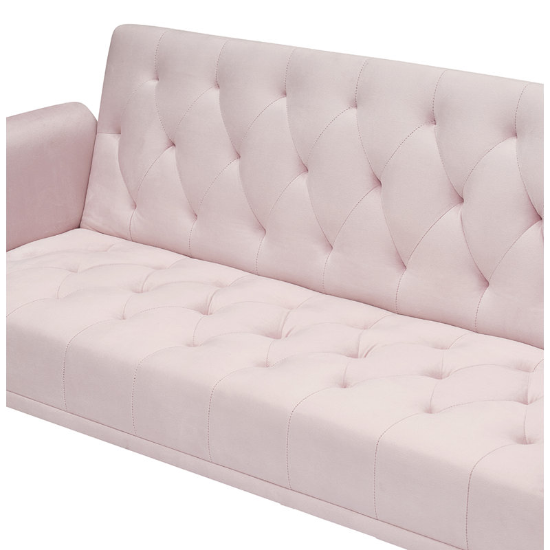Canapé-lit en velours 71 po Glenston, Velours rose
