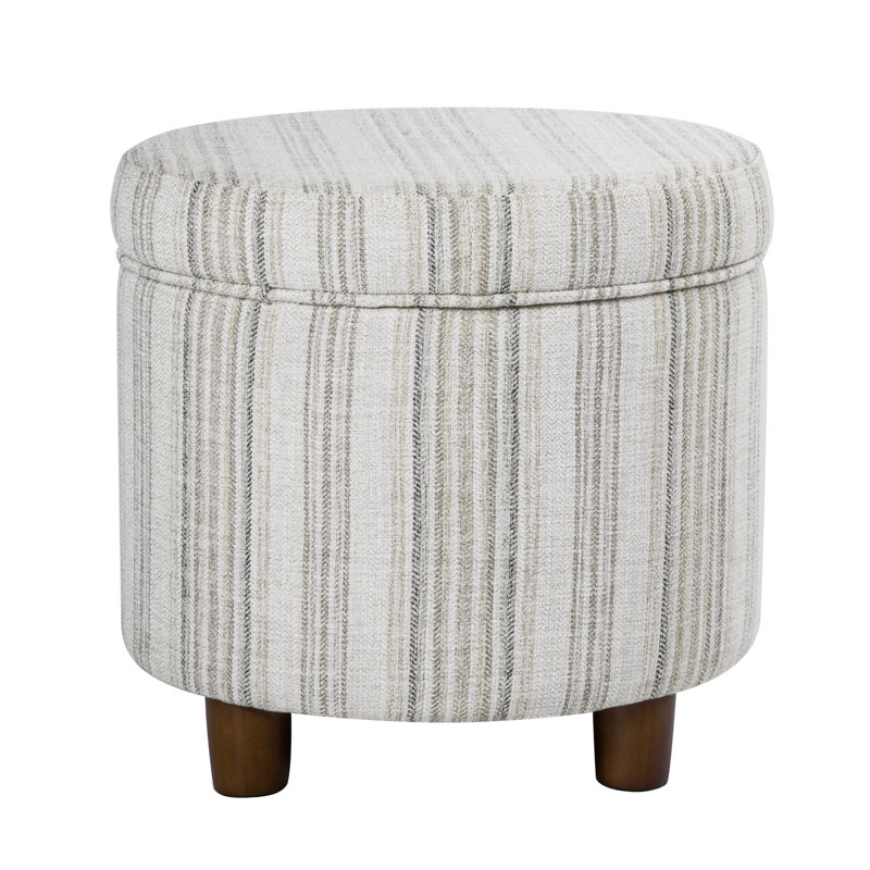 Pouf de rangement rond - Motif à rayures grises, Gray Striped