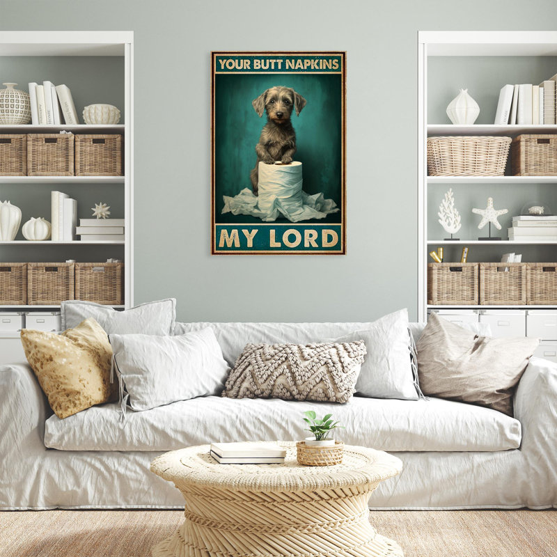 Impression sur toile, "Dog Your Bout Napkins My Lord" - 1 pièce, H 36 po x l 24 po x P 1,25 po