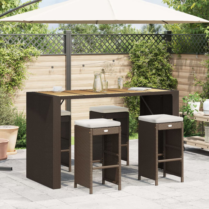  Ensemble de 4 tabourets de jardin Garden, brun, blanc crème, Brun