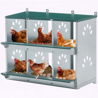 6-Room Galvanized Steel Chicken Nesting Box