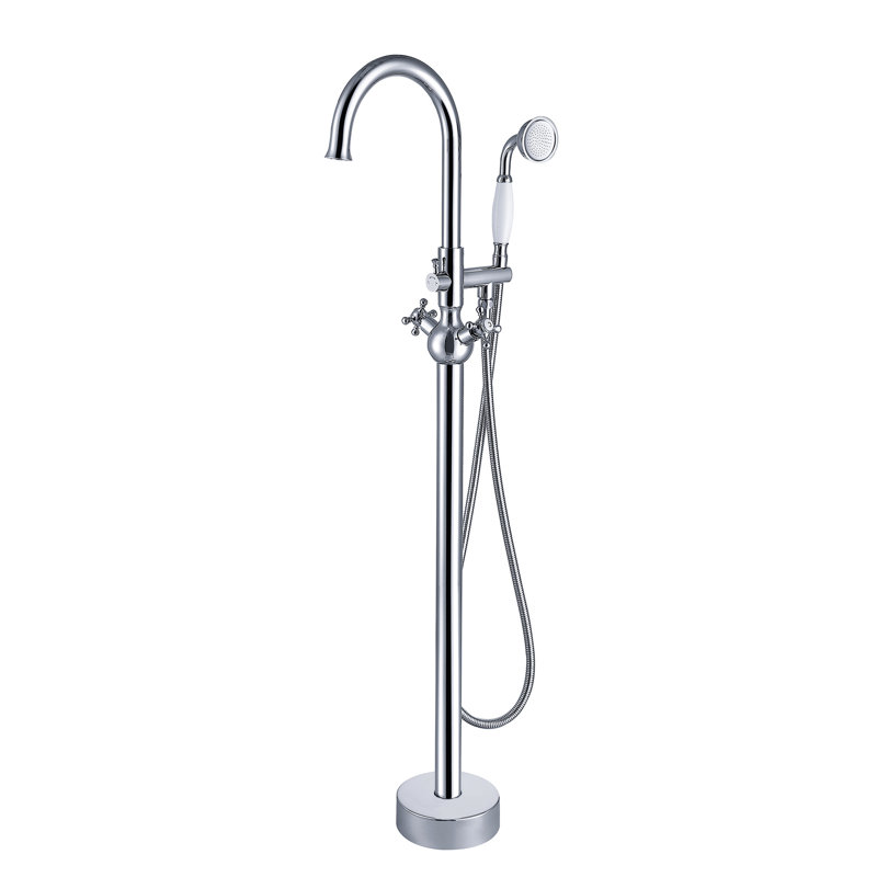 Modern Freestanding Tub Faucet With Hand Shower In . Metal Construction. 46.55In Depth, 6.56In Width, Height, 9.38Lb. Full Body Spray For Delightful Bathing Bathtub Shower. , 46" 6.5" 9.5 Lb. Blissful