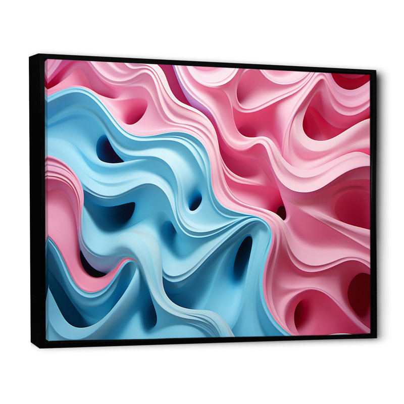 «Op Blue and Pink Focus», reproduction sur toile, Cadre flottant noir, H 16 po x l 32 po x P 1 po