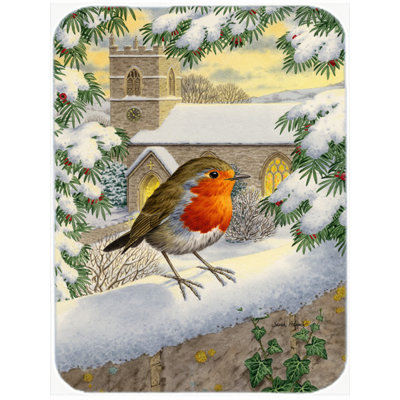 Caroline's Treasures European Robin Waiting Glass Cutting Board