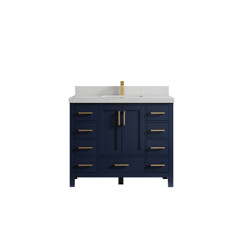 Malibu 42'' Single Bathroom Vanity with Top, Carrara Quartz