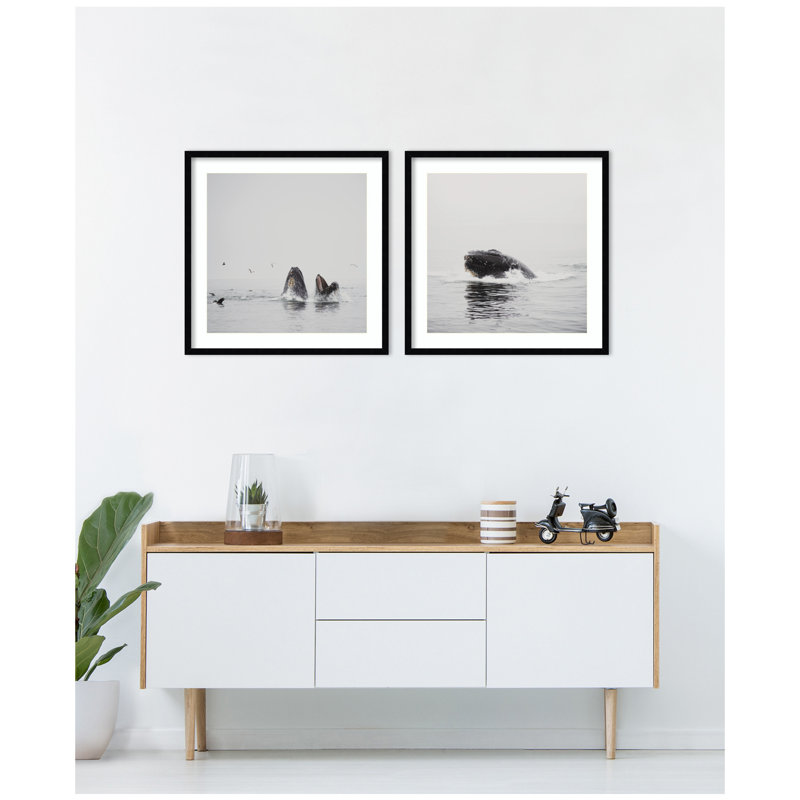 Humpback Whale 2 Piece Framed Wall Art Print Set by Laura Evans