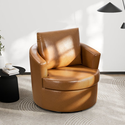 Francois 32.3" W Upholstered Swivel Barrel Chair