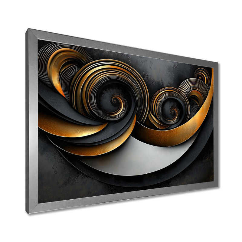 «Celestial Alignment of Abstract I», reproduction d'art géométrique abstraite, Argent argent, H 12 po x l 20 po