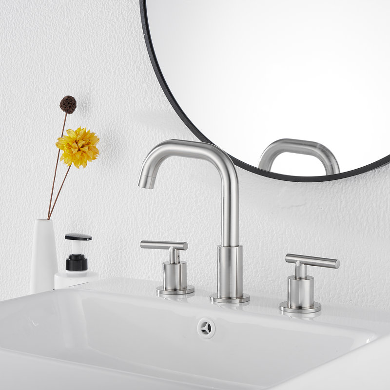 Widespread 2-handle Bathroom Faucet with Drain Assembly, Brushed Nickel