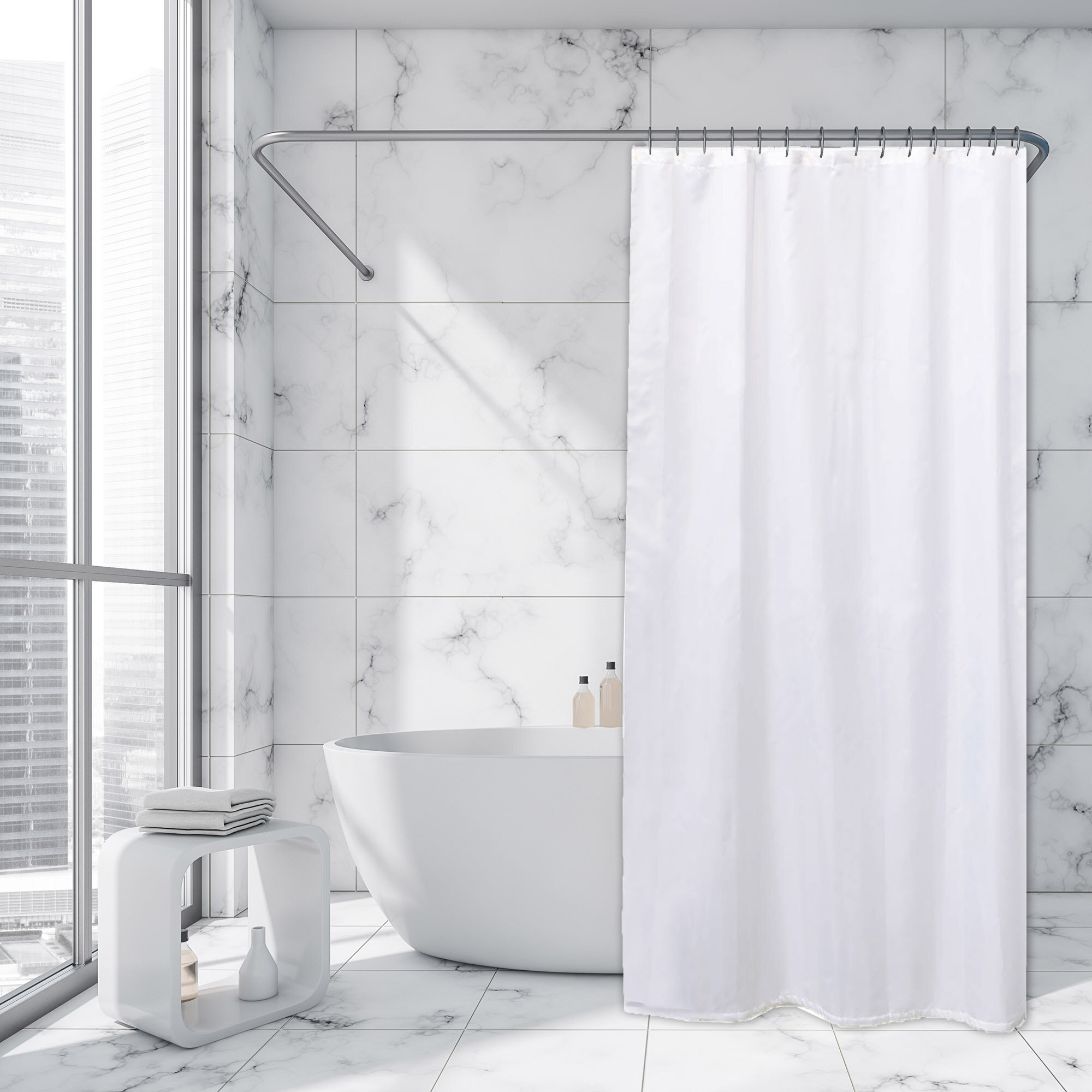 180*180cm Solid Color Wayfair Shower Curtain Sets Bathroom Polyester Bath Waterproof  Shower Curtain Set With Hooks U0508 From Puppyhome, $8.48