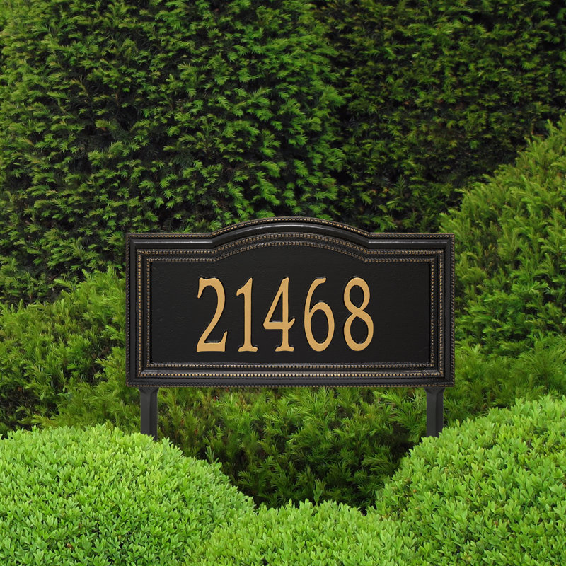 Signature Series 1-Line Lawn Address Sign, Black, Yes, Gold