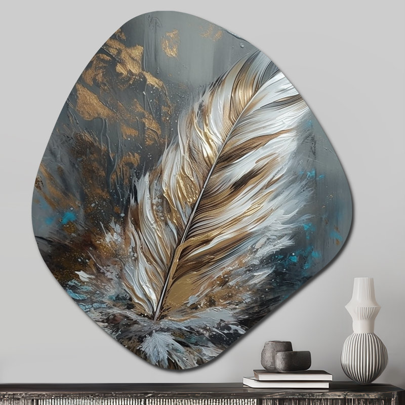 Plume dorée Wanderlust III - Glam Feather, H 28 po x l 25 po