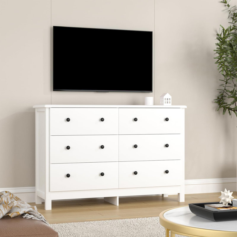 Commode 6 tiroirs Rameriz, Blanc