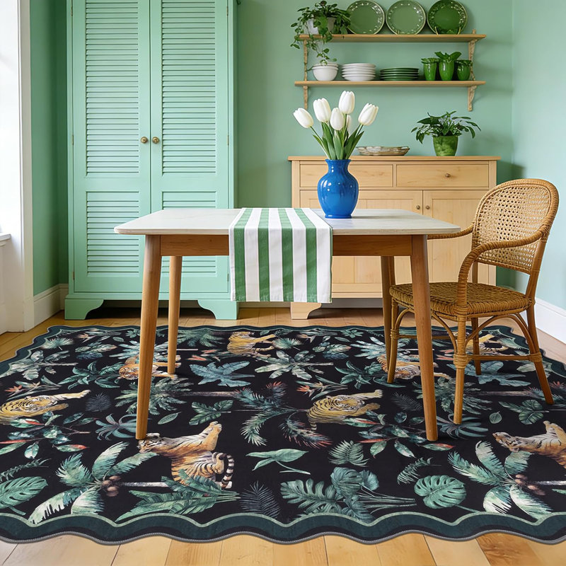 Animal Print Area Rugs Washable Non Slip Large Carpet Low Pile Rug, Rectangle 6' x 9'