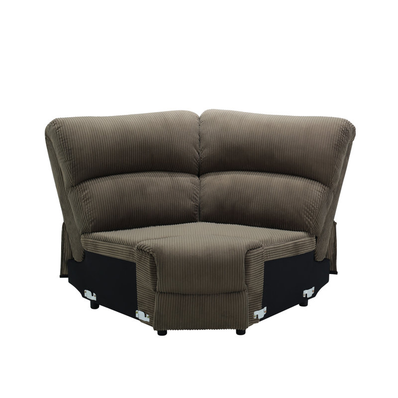 Canapé modulaire inclinable de 3 pièces Babaya, Velours côtelé brun clair