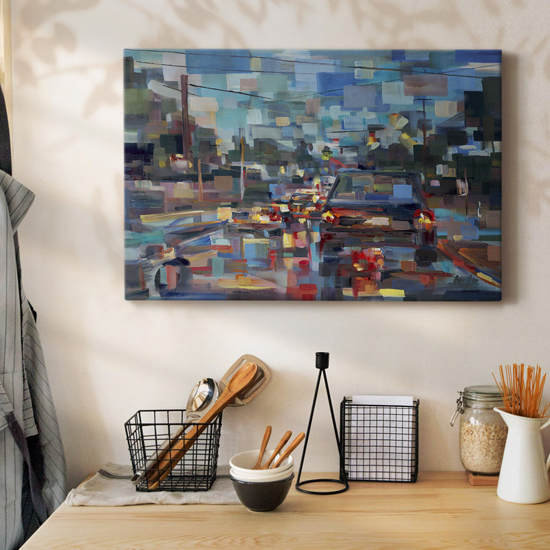 Red Traffic-Gallery Wrapped Canvas, 18" H x 27" W