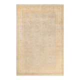Tapis unique bleu clair / ivoire noué à la main de conception unique 6 pi 1 po x 9 pi 2 po Keenan