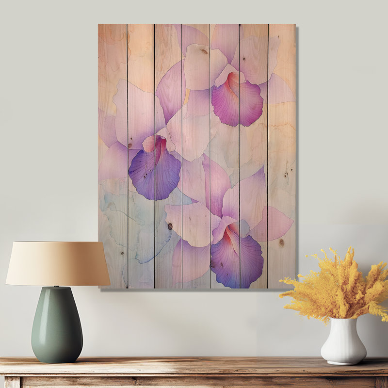 Symphonie éternelle d'orchidée I - Décoration murale traditionnelle en bois sur bois de pin naturel