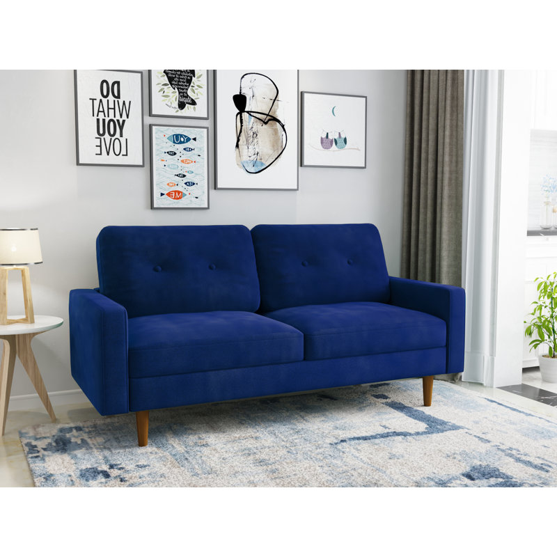 70'' Velvet Sofa, Space Blue Velvet 