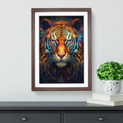 XYZ-FRM-V1223-1628 Tiger Futurism - Single Picture Frame Print on Wood