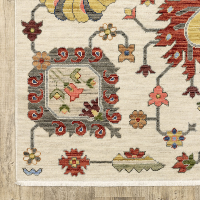 Tapis brun / beige en laine tissé à la machine Markeya, Rectangle 2 pi x 3 pi