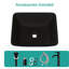 Lavabo vasque de salle de bain en verre trempé - robinet noir mat et drain escamotable contemporain
