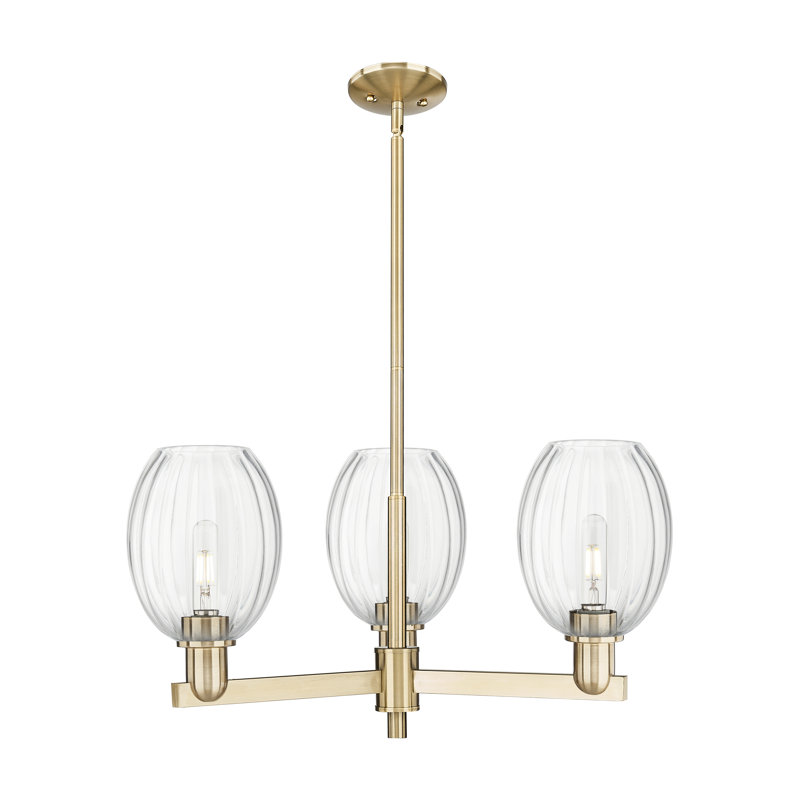 Hailsham - Lustre suspendu 3 lumières, Clair, Bronze champagne, Trois lumières