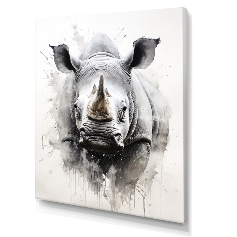 Mighty Stampede Rhinoceros sur impression sur toile, H 32 po x l 16 po x P 1 po, Toile tendue