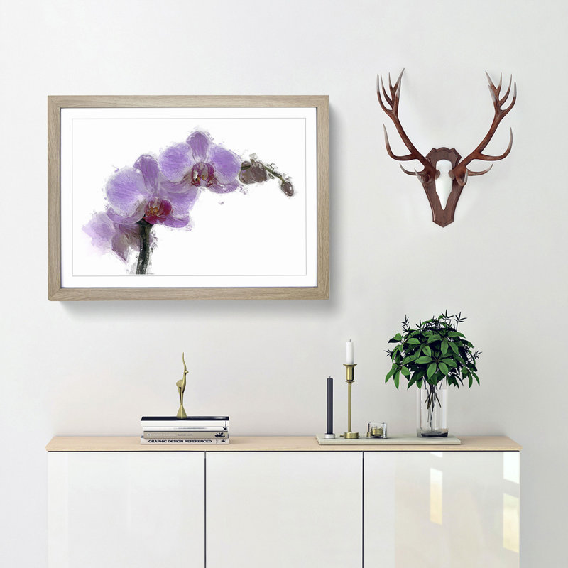 Orchids in Bloom - Picture Frame Painting Print, 27cm H x 36cm W x 2cm D, Oak Framed