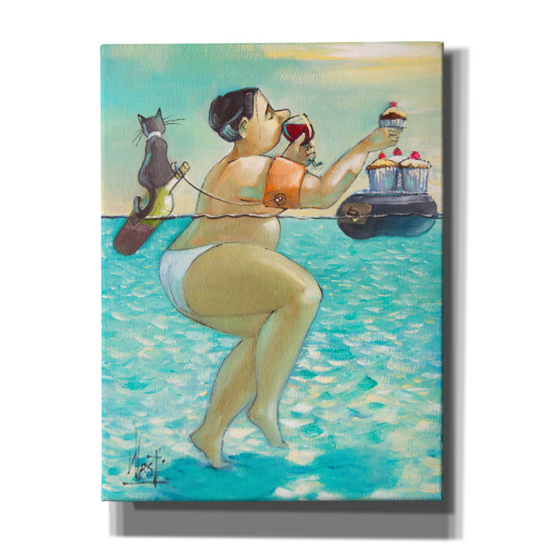 «Cupcakes And Wine» par Ronald West, art mural sur toile, H 16 po x l 12 po x P 0,75 po