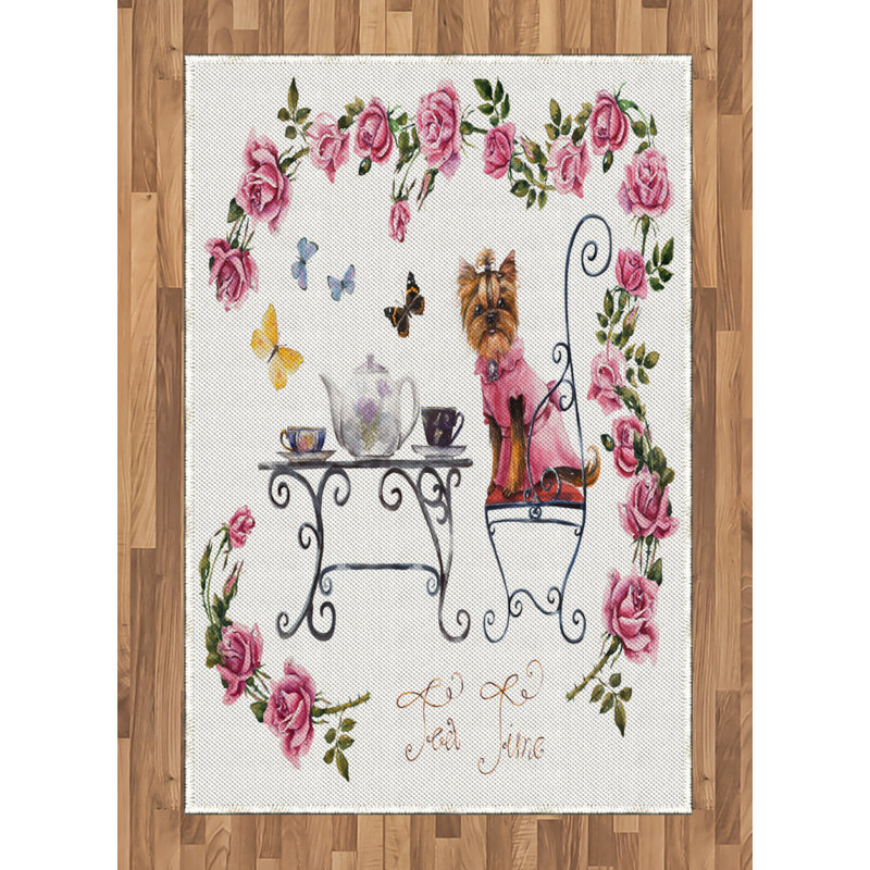 Yorkie High Density Long Fiber Poly Threads Decorative Area Rug Carpet, Rectangle 4' x 5'8"