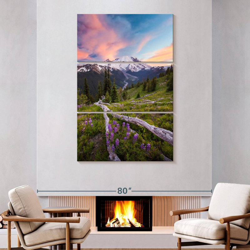 Fleurs de lavande Alvord Mount Rainier, H 74 po x l 48 po