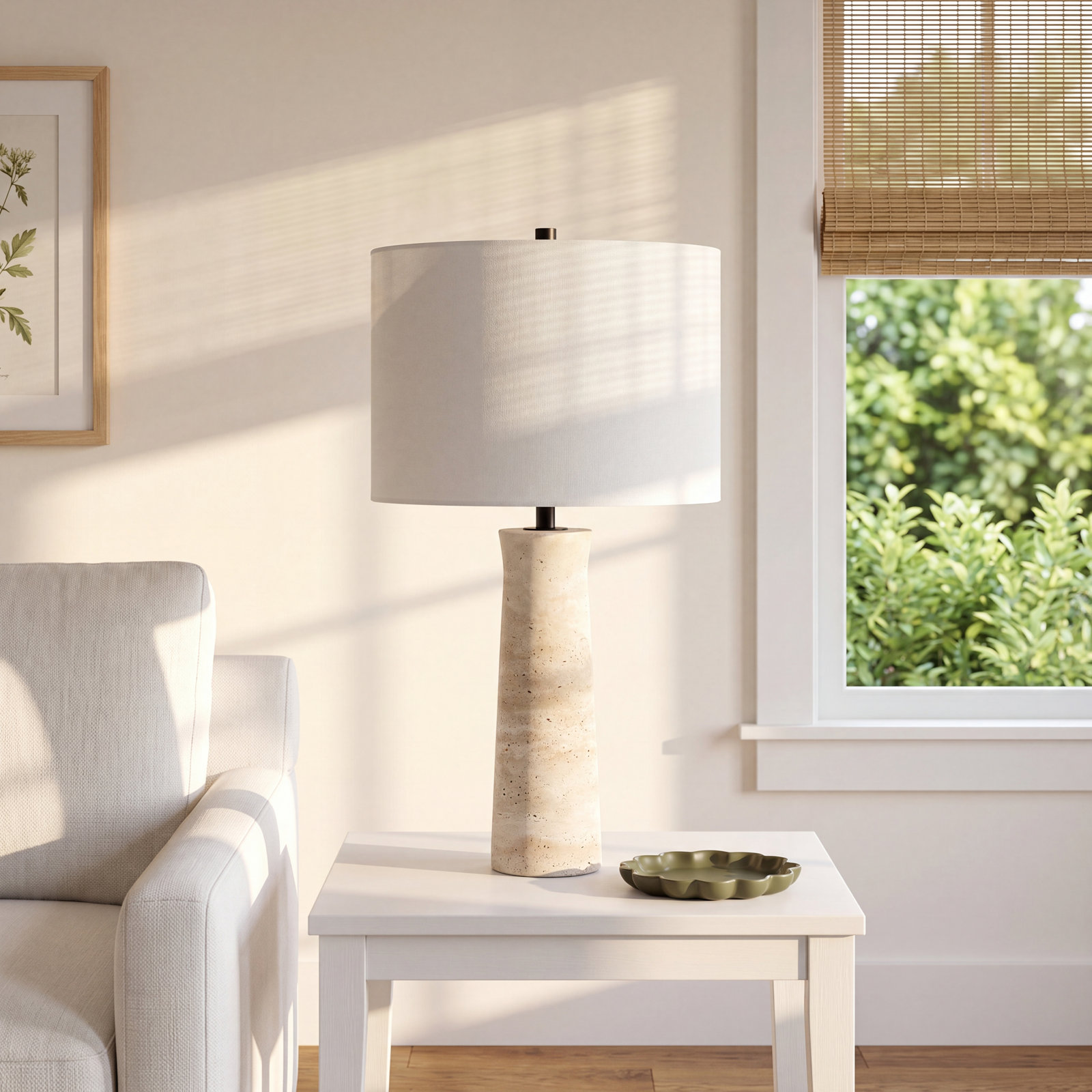 Murano Stone Table Lamp, Ivory