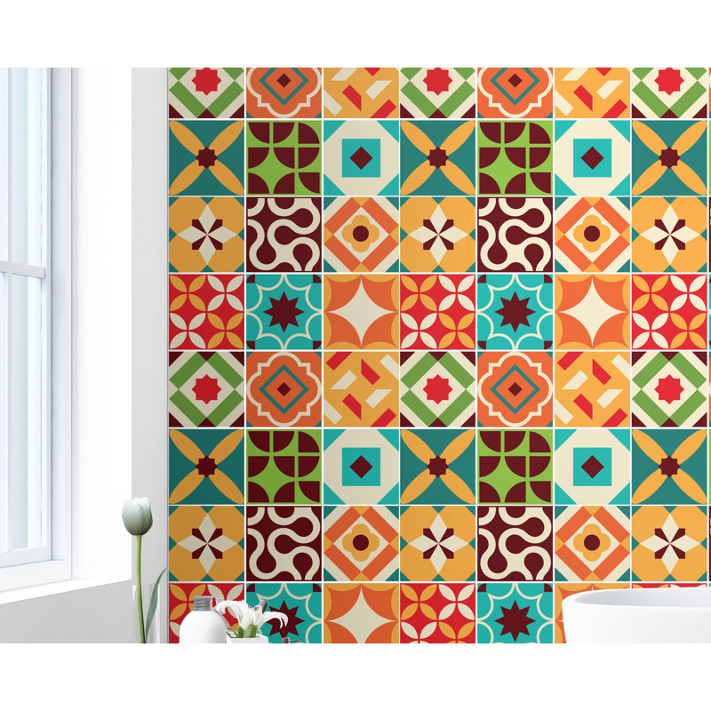 5.91 in. W x 5.91 in. L Peel and Stick Mosaic Tile, Beige/Blue