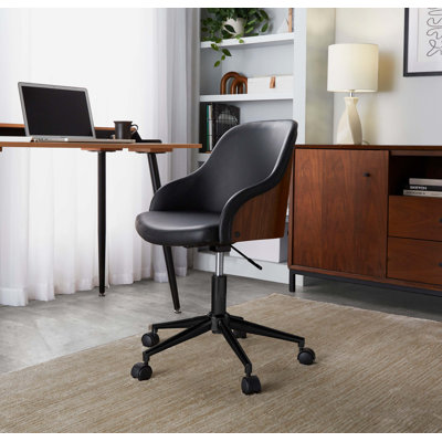 Chaise en métal, bois de noyer et similicuir pour bureau, salle à manger