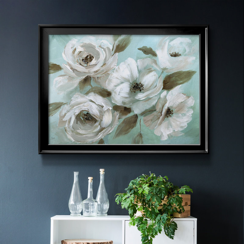 Jade Garden - peinture encadrée, Toile avec cadre noir, H 22,5 po x l 30,5 po x P 1,5 po