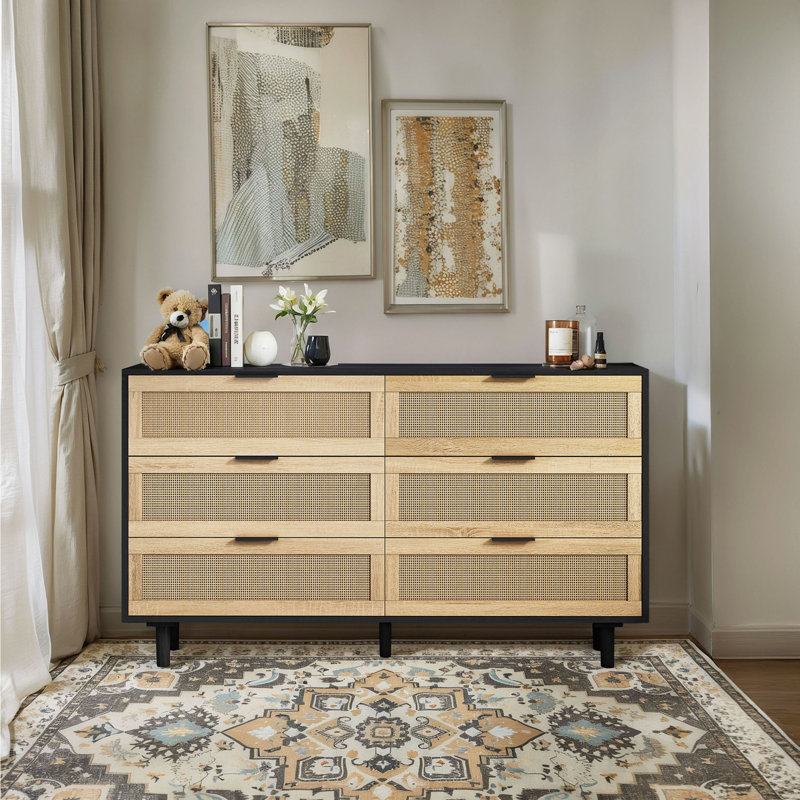 Armoire de rangement en rotin à 51 tiroirs 51,18 po, pour chambre et salon