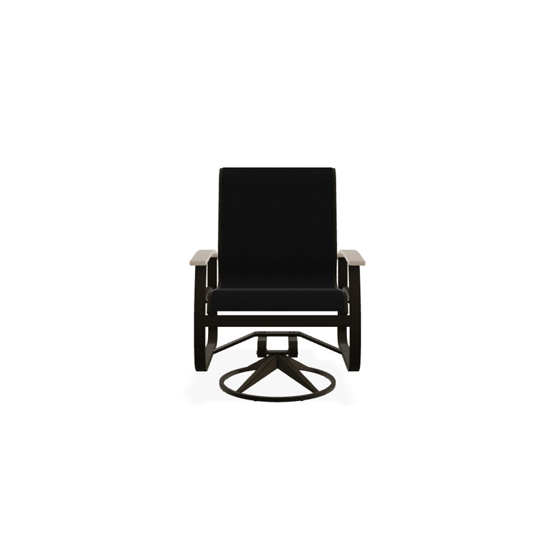 Chaise de patio pivotante Askar, Noir 5D Sunbrella®, Désert P60, Bois de plage texturé